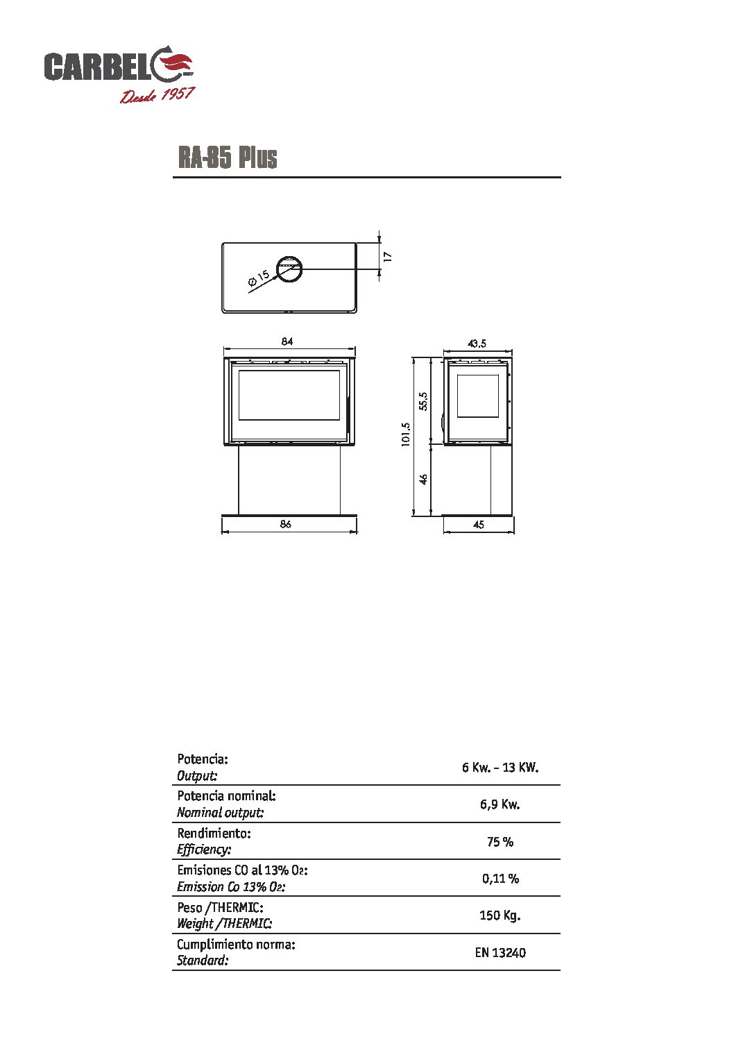 A-85 (Log base or wall bracket optional extra) - Image 4