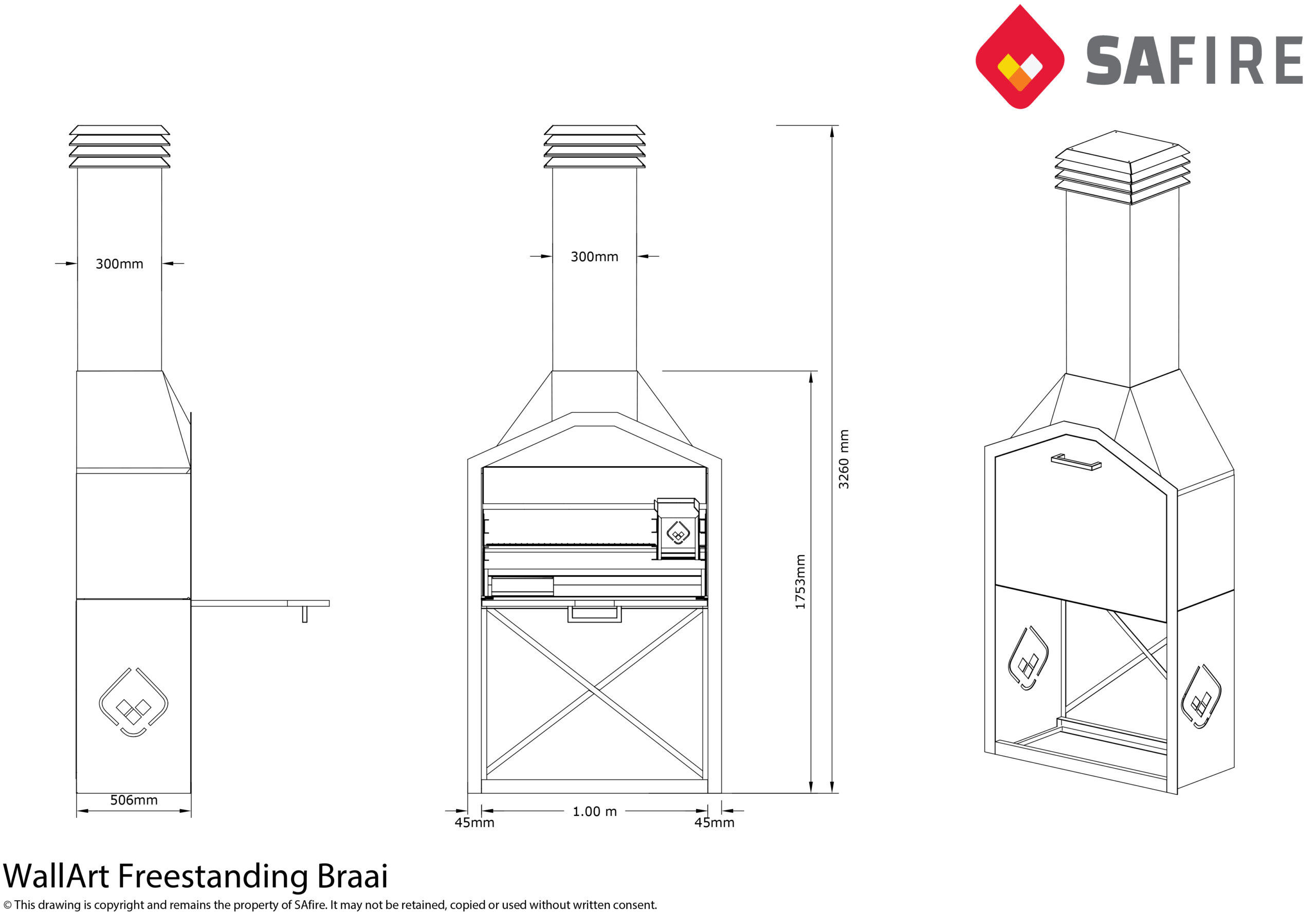 Wallart Freestanding Braai - Image 3